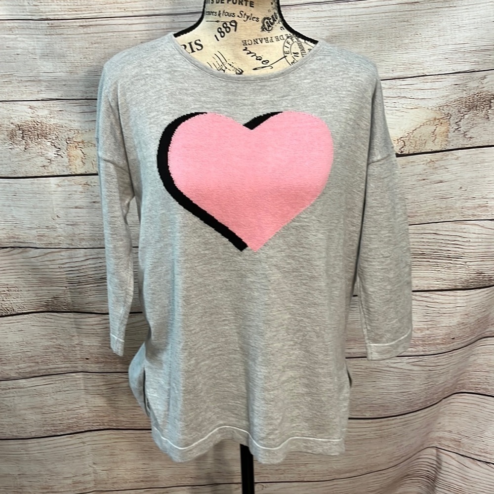 Angel Sweater Heart Lightweight Short Sleeves Size XS Cotton Barbie Gray Pink